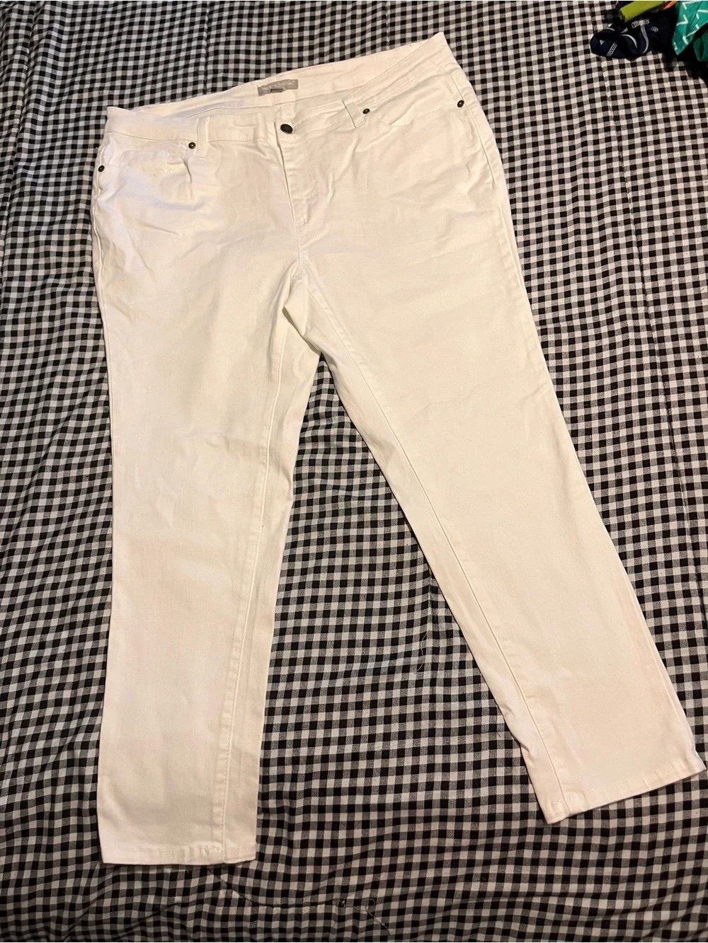 Woman Within White Cropped Stretch Jeans